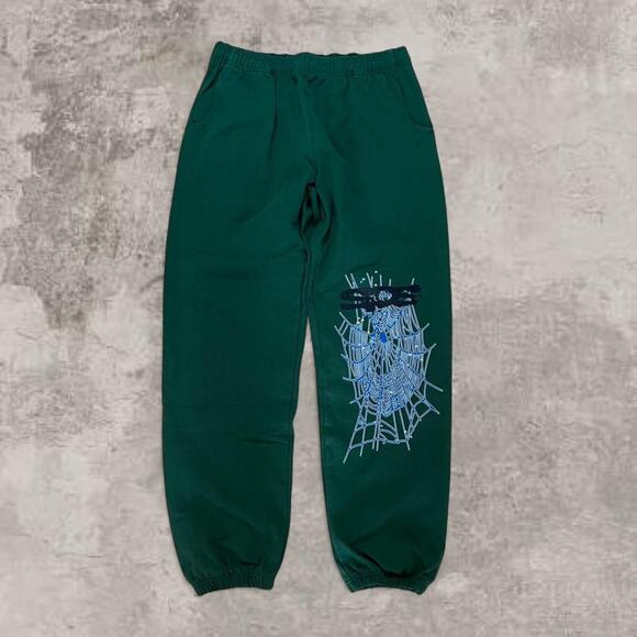 Spider Worldwide Other - Spider Sweatpants Green Rhinestone Cuffed Joggers Streetwear XL Hood Baggy God